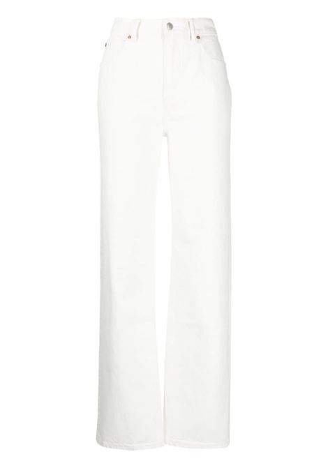 White mid-rise straight-leg jeans - women